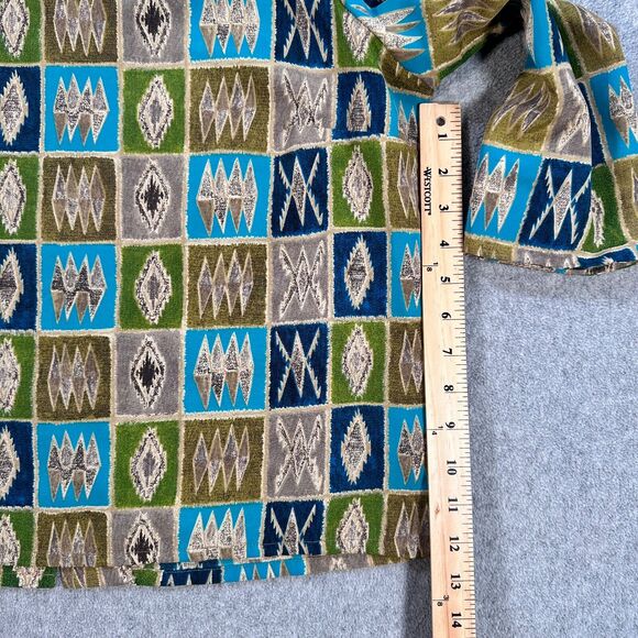 Jordan Vintage 3/4 Sleeve Blouse Womens Large Button Back Square Neck Green/Blue - Picture 4 of 8